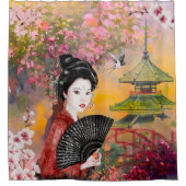 Rideaux De Douche Scène Japonaise Avec Une Femme (Devant)
