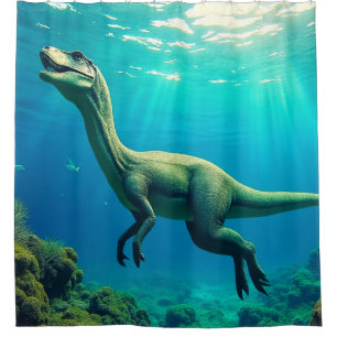 Rideaux De Douche Scène surréaliste de dinosaure sous-marin