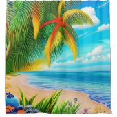 Rideaux De Douche Scène Tropical Beach Palm Tree (Devant)