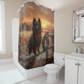 Rideaux De Douche Schipperke Chien Russe coucher de soleil hivernal (En situation)