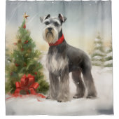 Rideaux De Douche Schnauzer Chien à Noël de neige (Devant)