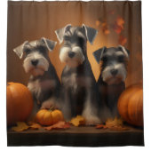Rideaux De Douche Schnauzer Chiot Automne Citrouille de plaisir (Devant)
