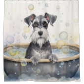 Rideaux De Douche Schnauzer Dans La Baignoire Aquarelle Chien Art (Devant)