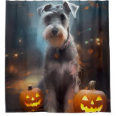 Rideaux De Douche Schnauzer d'Halloween avec la peur Citrouille (Devant)