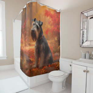 Rideaux De Douche Schnauzer en automne Leaves Fall Inspire