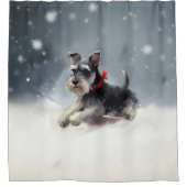 Rideaux De Douche Schnauzer miniature neige de Noël hiver (Devant)