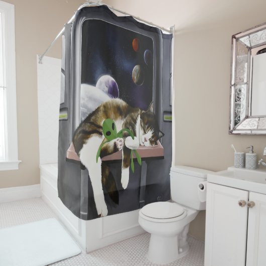 Rideaux De Douche Sci-Fi Cute Chat (En situation)