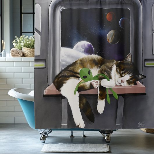Rideaux De Douche Sci-Fi Cute Chat