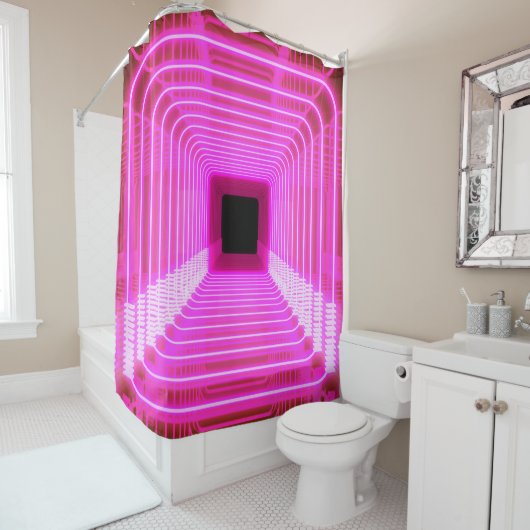 Rideaux De Douche Sci-Fi Retro 3D : Illustration d'art pop (En situation)