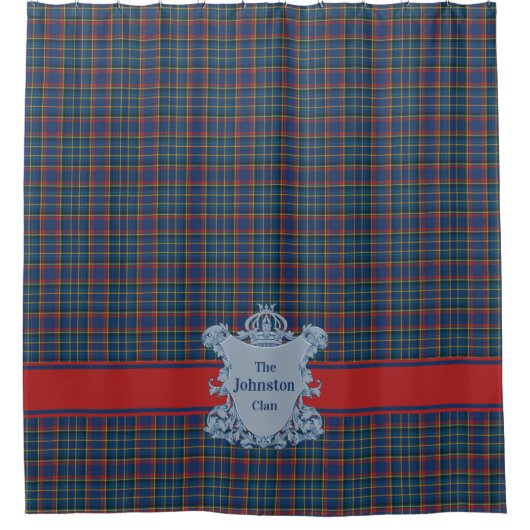 Rideaux De Douche Scottish Clan Tartan Plaid, Name and Crest (Devant)