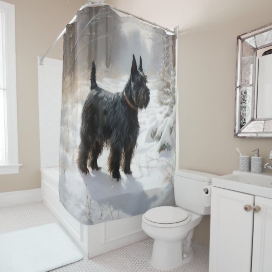 Rideaux De Douche Scottish Terrier Laisser Il Neige Noël (En situation)