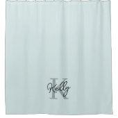 Rideaux De Douche Script de Monogramme bleu aquatique moderne (Devant)