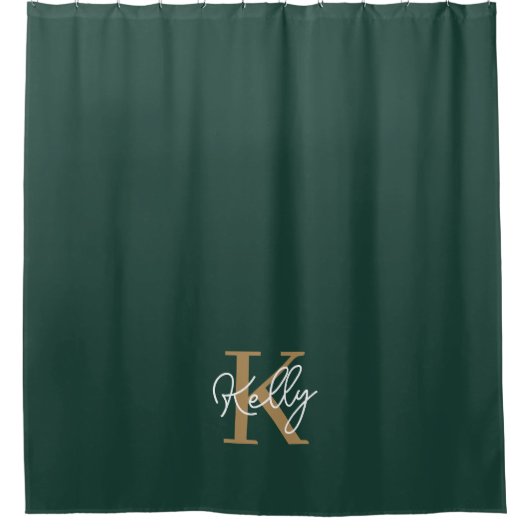 Rideaux De Douche Script moderne Emerald Green Gold (Devant)