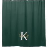 Rideaux De Douche Script moderne Emerald Green Monogram (Devant)