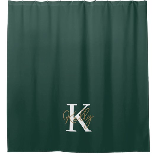 Rideaux De Douche Script moderne Emerald Green Monogram (Devant)