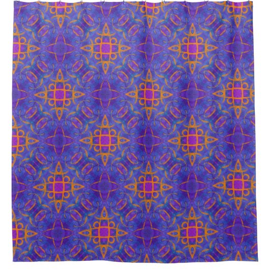 Rideaux De Douche Script mystique, orange sur violet (Devant)