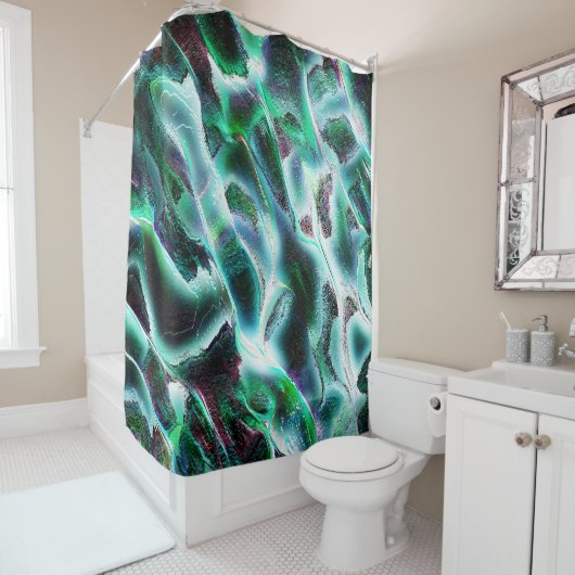 Rideaux De Douche Sculted rough digital waterfalls and rainforests ? (En situation)