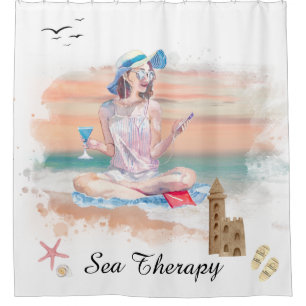 Rideaux De Douche *~* Sea Therapy Beach Young Girl Music AR29
