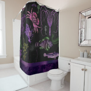 Rideaux De Douche Sea Witch Chic Océan gothique violet et noir