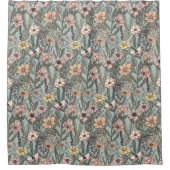 Rideaux De Douche Seafoam Pink Yellow Retro Wildflower (Devant)