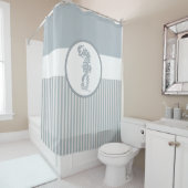 Rideaux De Douche Seahorse Bleu Classique Nautique Élégant (En situation)