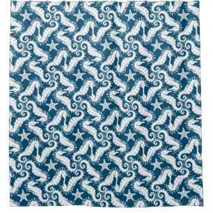 Rideaux De Douche Seahorse et Starfish - Motif Vie marine bleue