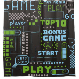 Rideaux De Douche seamless abstract pattern in pixel game style. Wit