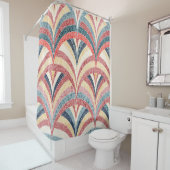 Rideaux De Douche Seamless embroidered pattern. Wavy bohemian print. (En situation)