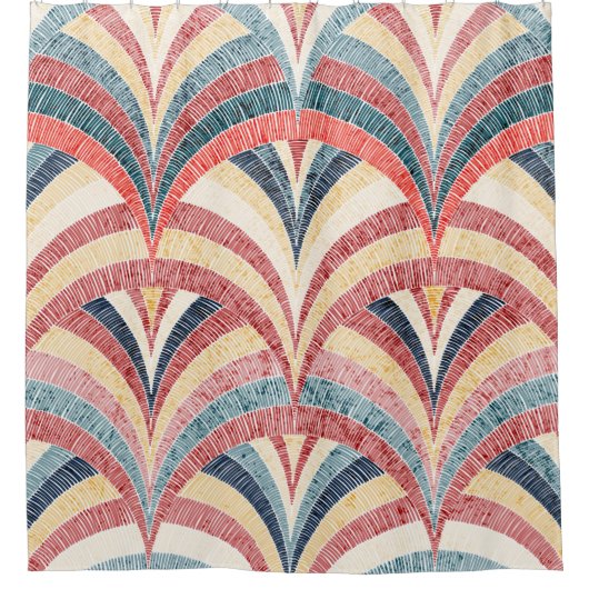 Rideaux De Douche Seamless embroidered pattern. Wavy bohemian print. (Devant)