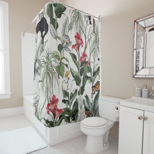 Rideaux De Douche Seamless Pattern Hand Drawn Botanical Illustration (En situation)