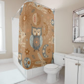Rideaux De Douche seamless pattern with celestial owl and hare (En situation)