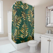Rideaux De Douche Seamless pattern with golden ferns (En situation)