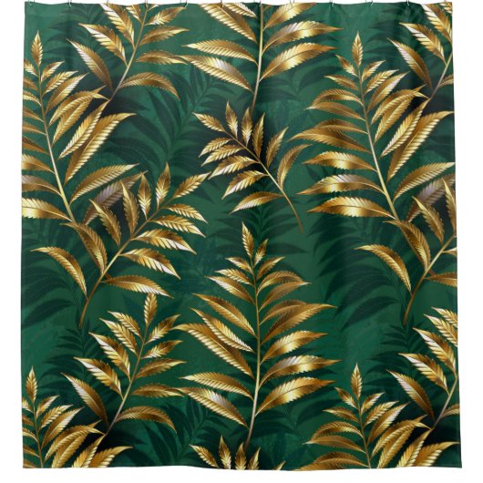Rideaux De Douche Seamless pattern with golden ferns (Devant)