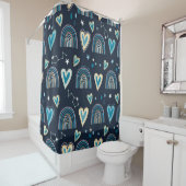 Rideaux De Douche Seamless pattern with hearts, rainbows and celesti (En situation)