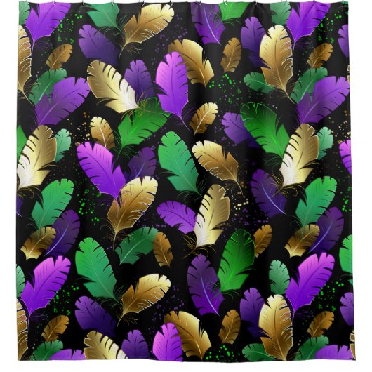 Rideaux De Douche Seamless Pattern with Mardi Gras feathers (Devant)