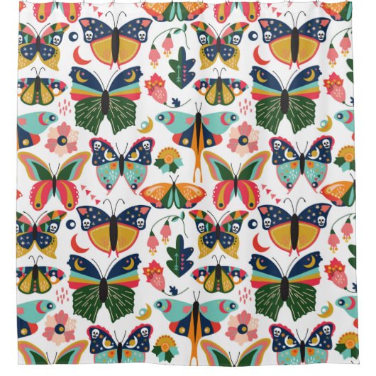 Rideaux De Douche Seamless, Tileable Wallpaper Pattern with Boho Sty (Devant)