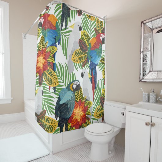 Rideaux De Douche Seamless tropical pattern with parrots.  (En situation)