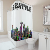Rideaux De Douche Seattle, Washington, graffiti (En situation)