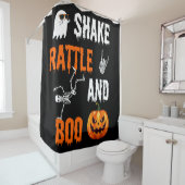 Rideaux De Douche Secoue Halloween Drôle de Citrouille Boo (En situation)