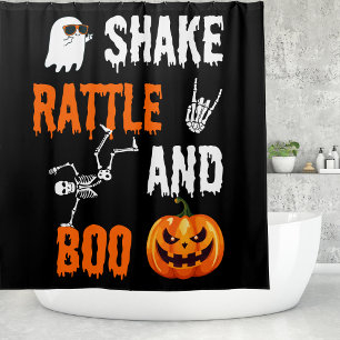 Rideaux De Douche Secoue Halloween Drôle de Citrouille Boo