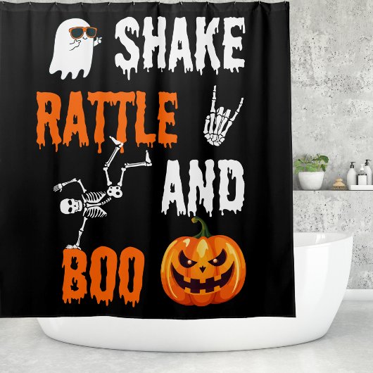 Rideaux De Douche Secoue Halloween Drôle de Citrouille Boo
