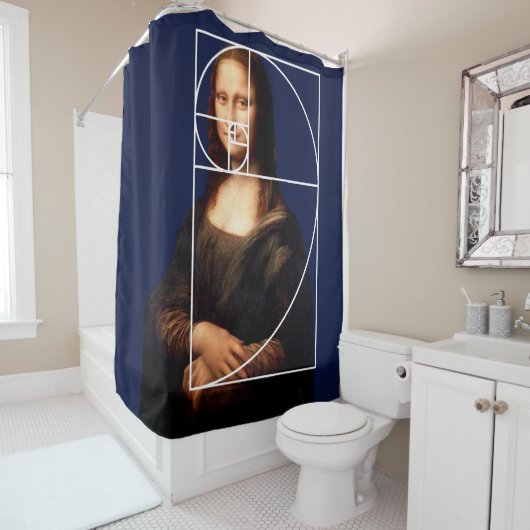Rideaux De Douche Séquence Leonardo da Vinci Mona Lisa Fibonacci (En situation)