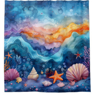Rideaux De Douche "Serenade océanique d'aquarelle"