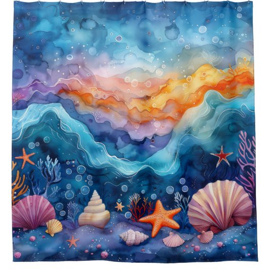 Rideaux De Douche "Serenade océanique d'aquarelle" (Devant)