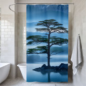 Rideaux De Douche Serene Mountainside Cool Ocean Breeze Pine Tree