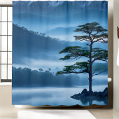 Rideaux De Douche Serene Mountainside Cool Ocean Breeze Pine Tree