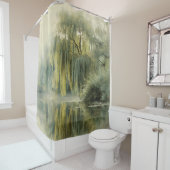 Rideaux De Douche Serene Willow Tree Reflection Nature Art (10) (En situation)
