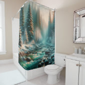Rideaux De Douche "Sérénité de la rivière d'hiver" (En situation)