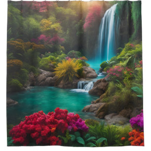 Rideaux De Douche "Sérénité des chutes d'eau tropicales"