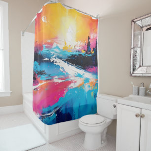 Rideaux De Douche Sérénité radiante : Réflexions Abstraites sur le c